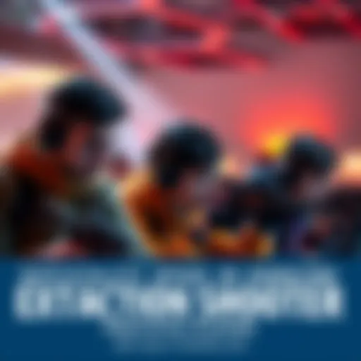 Frustrated Players in Extraction Shooter Group of gamers showing frustration while playing a hardcore extraction shooter game, with intense competition and dwindling resources