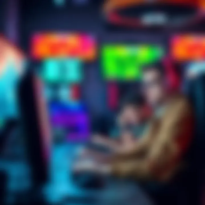 Two experienced FPS players looking frustrated while playing Marathon on their computers, surrounded by gaming equipment and colorful screens