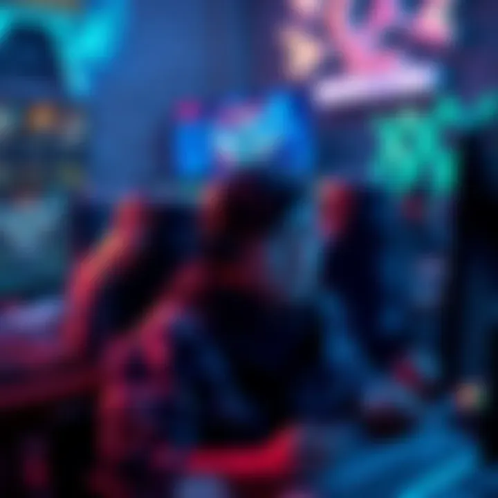 Frustrated players in ranked match A group of players sitting in front of their computers looking disappointed and frustrated after a League of Legends ranked match, with game screens showing dodging and trolling behavior.