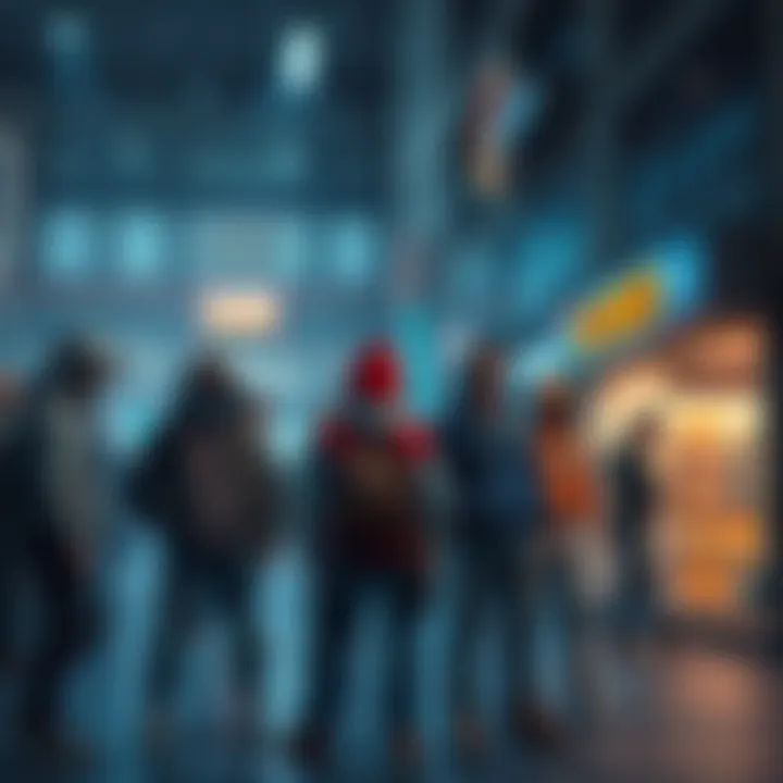 Frustrated players at a shop Group of players showing frustration at a closed shop during the expansion launch