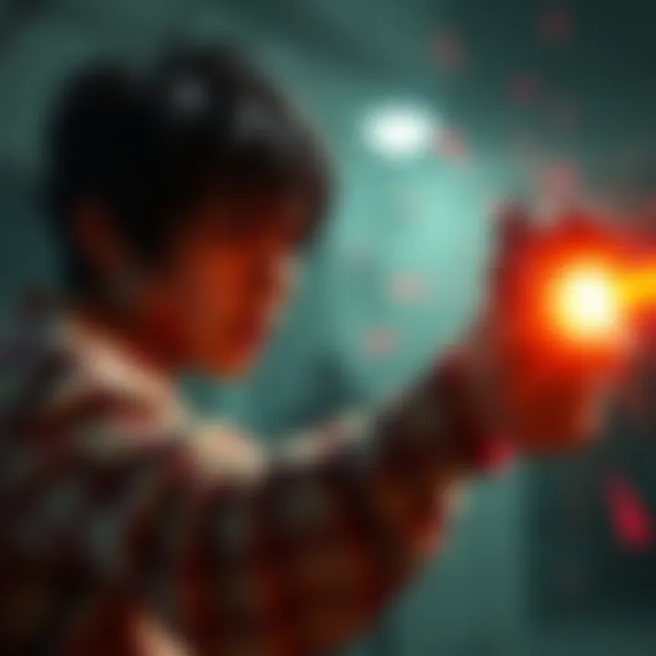 A solo survivor dodging a laser attack from a new killer in Dead by Daylight, showing clear frustration on their face.