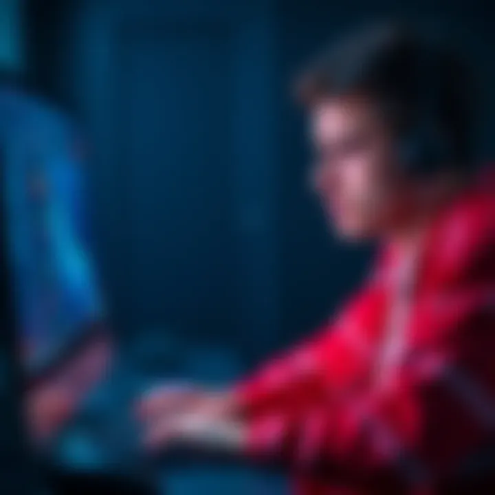 Frustrated user at computer A person in front of a computer looking frustrated with the new user interface, showing a clear reaction to the design change