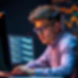 A person looking frustrated while using a computer, discussing automated moderation in forums