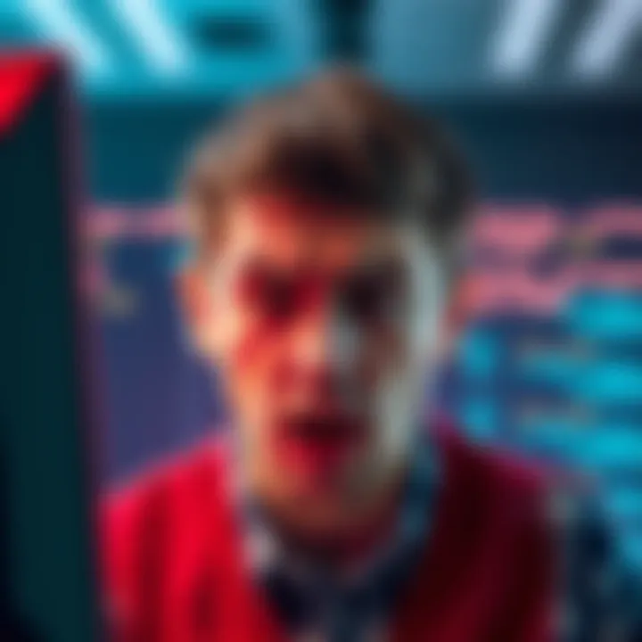 A person looking at a computer screen displaying a fatal error message, showing frustration and confusion.