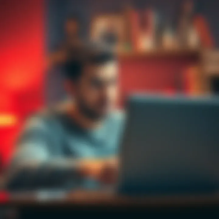 A person looking annoyed while using Google Translate on a laptop, expressing dissatisfaction with the translation results.