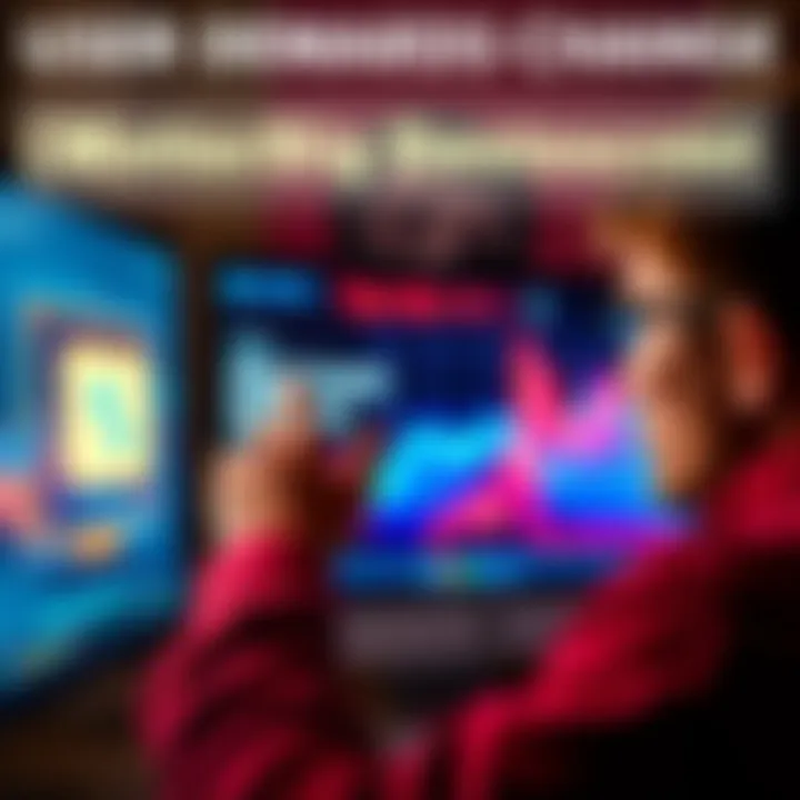 User pointing at computer screen with big screen button highlighted, looking frustrated