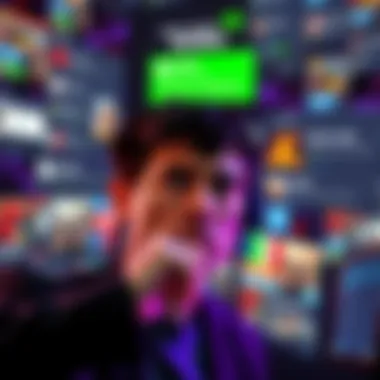 A person looking annoyed at their computer screen, overwhelmed by game notifications, representing frustration with Nvidia's marketing tactics.