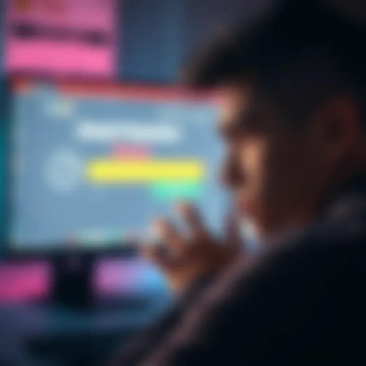 Frustrated user facing a reset screen A person looking disappointed at a computer screen displaying a reset notification for their streak