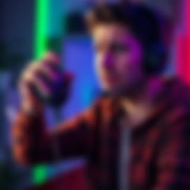 User with Xbox headset A person frustrated with an Xbox headset, holding it while experiencing audio issues during gameplay.