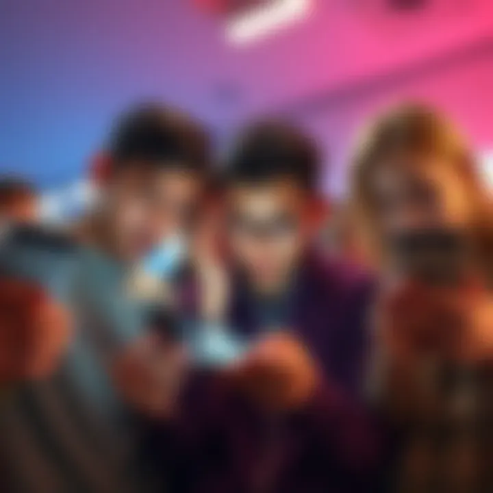 A group of people expressing irritation while using a malfunctioning app on their devices