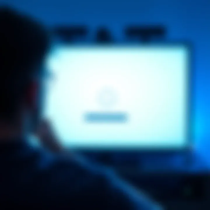 Frustrated viewer staring at a loading screen A person looking frustrated at a blank screen with a loading symbol, representing video buffering issues