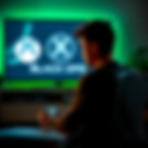 An upset gamer sits in front of an Xbox console, looking disappointed. The TV screen shows a Black Ops logo with a PlayStation symbol, highlighting the exclusivity.