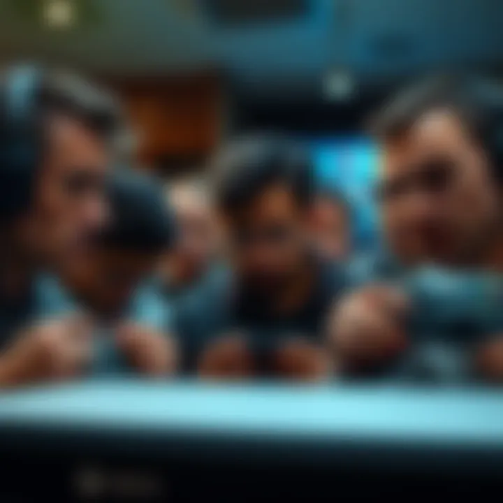 A group of frustrated Xbox users looking at their consoles, showing error messages on the screen