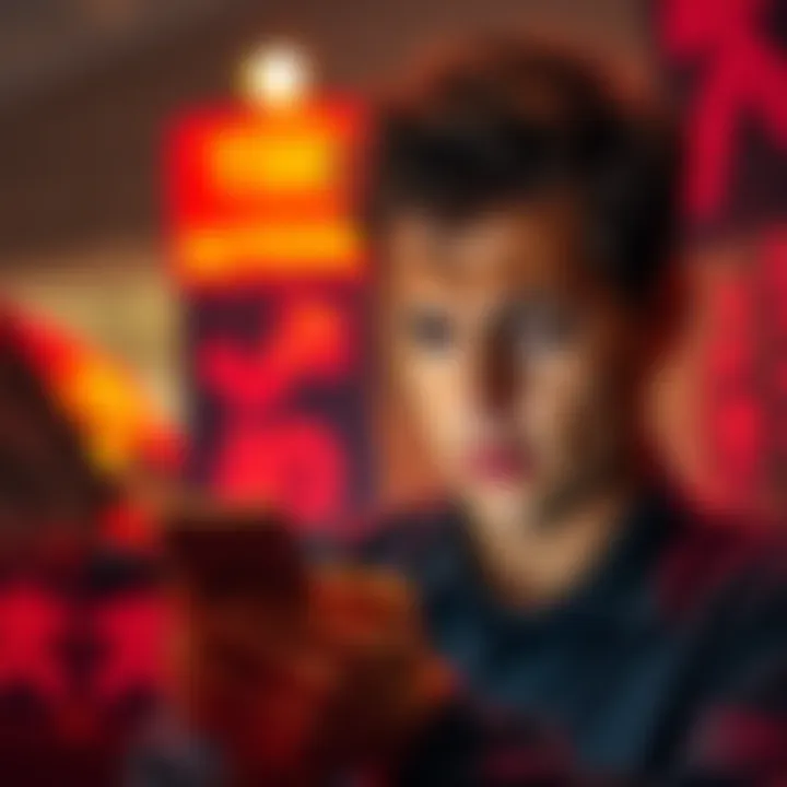 A person looking upset while reading comments about self-defense on a phone, showing tension and frustration over the topic.