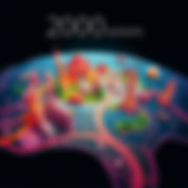 Frutiger Aero Map Concept A colorful and nostalgic Frutiger Aero map design inspired by the early 2000s with landmarks and city outlines.