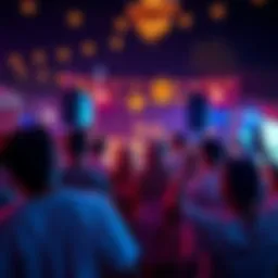 People enjoying a vibrant Fumo Bajs event with music, dancing, and community activities in the Middle East