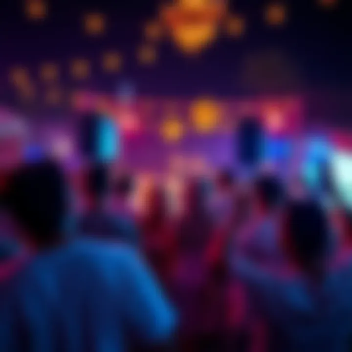 People enjoying a vibrant Fumo Bajs event with music, dancing, and community activities in the Middle East