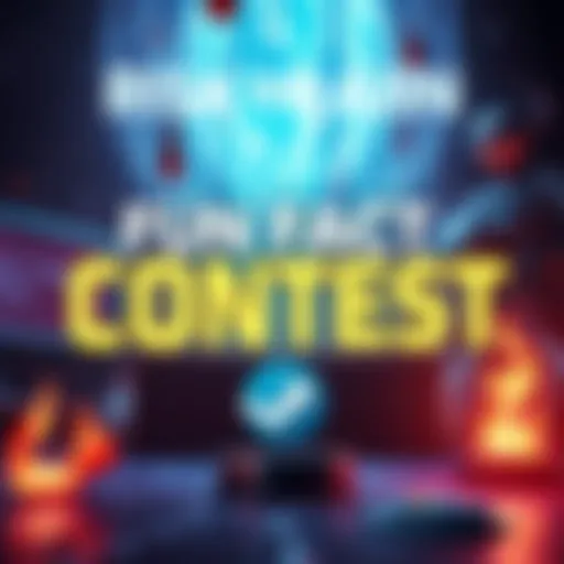 Fun Fact Contest for Risk of Rain 2 A graphic showing a contest announcement for sharing fun facts with a backdrop of video game elements and a Steam key symbol.