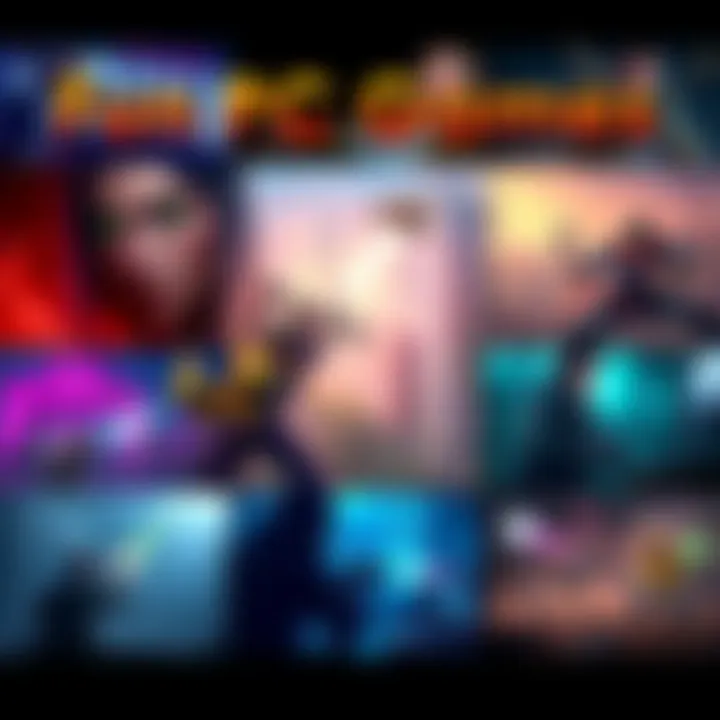 A collage of fun PC game characters and scenes from titles like Vampire Survivors and Haste, showcasing engaging gameplay moments.