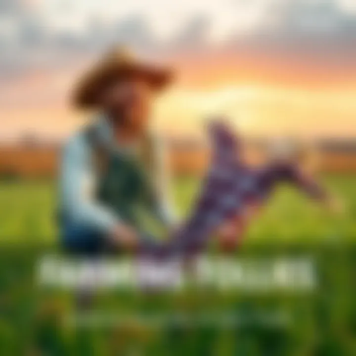 Funny farming mistake A farmer laughing at a scarecrow fallen over in a field, showcasing a lighthearted farming blunder