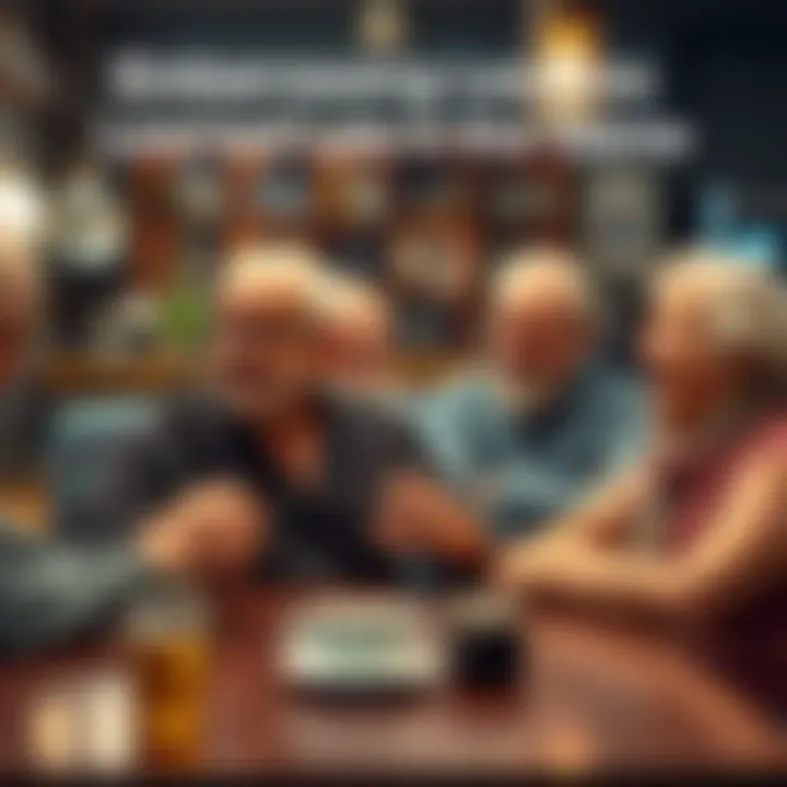 A group of older adults laughing together, sharing embarrassing stories at a coffee shop
