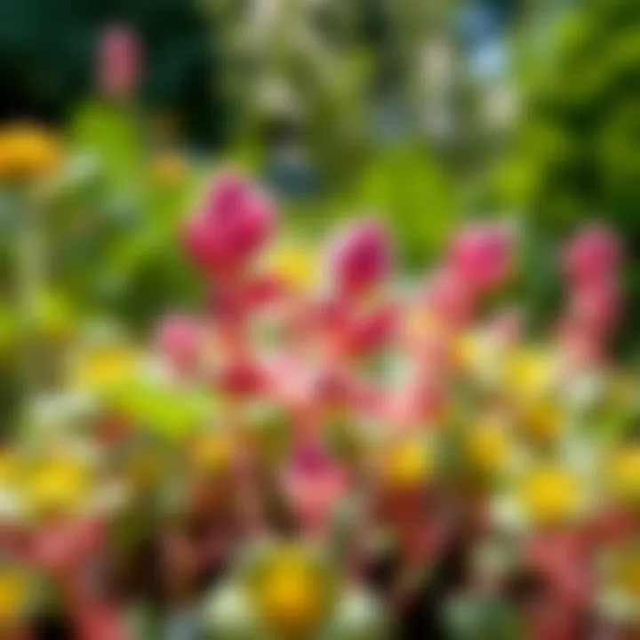 A vibrant funny looking switch herb with unique shapes growing in a sunny garden setting