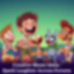 A colorful and humorous cartoon featuring various characters sharing a laugh together, highlighting creativity in meme-making.