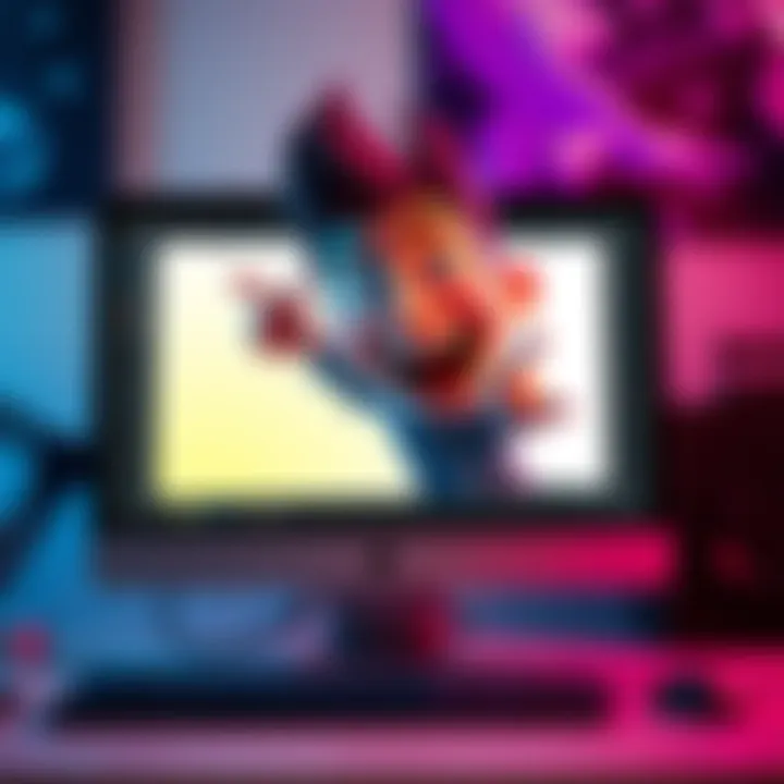A cartoon character striking a silly pose on a computer screen in photo mode