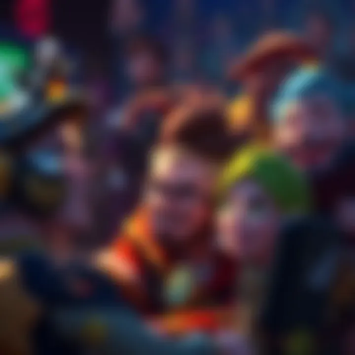 A group of Dota characters in a humorous situation, showcasing laughter and fun during a game.