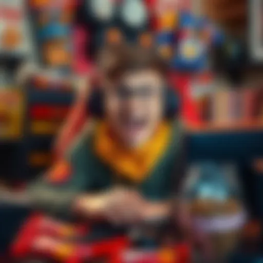 A humorous scene of a gamer surrounded by snacks and gaming gear, looking excited yet overwhelmed about the long gaming season ahead.