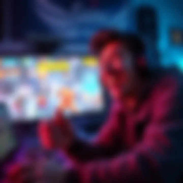 A player laughing while playing a video game, showing chaotic moments and humorous exchanges on the screen.