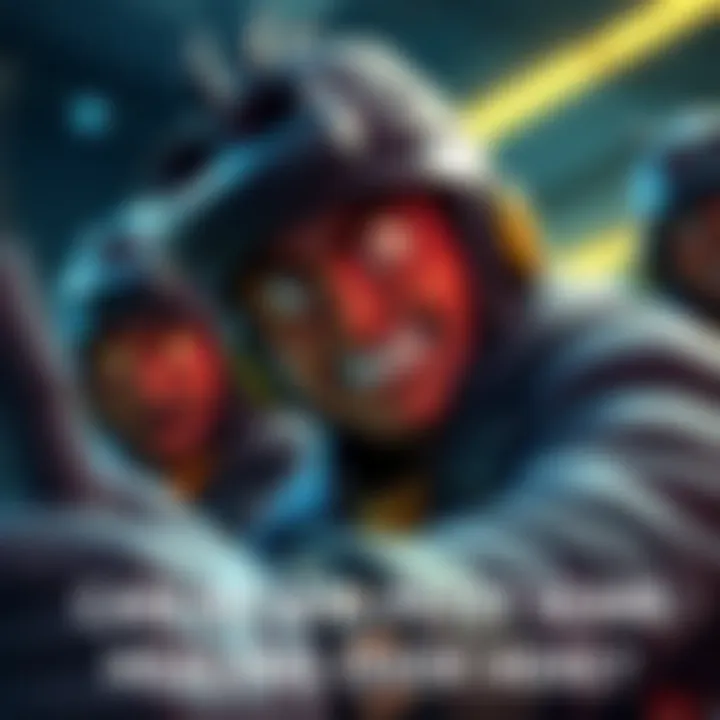 A character in a gaming scene humorously asking for healing from a teammate with an exaggerated expression.