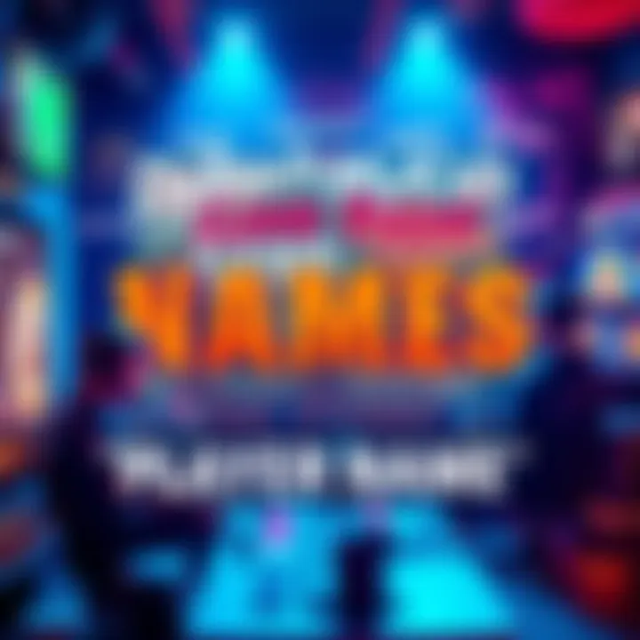 A collage of humorous player names like Don’TouchMyKids and iLovePizza in a colorful gaming setting