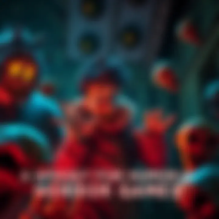 A character in a spooky setting reacts with humor, surrounded by eerie yet comedic elements.