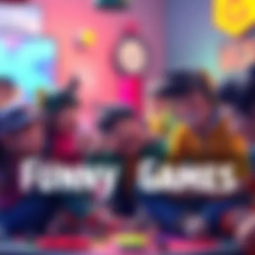 Funny Legion Game Scene A group of characters in a colorful game environment sharing a laugh while playing, with playful animations and humorous interactions.