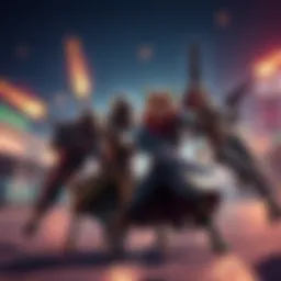 A group of characters engaging in creative melee combat ideas while avoiding skin discussions.