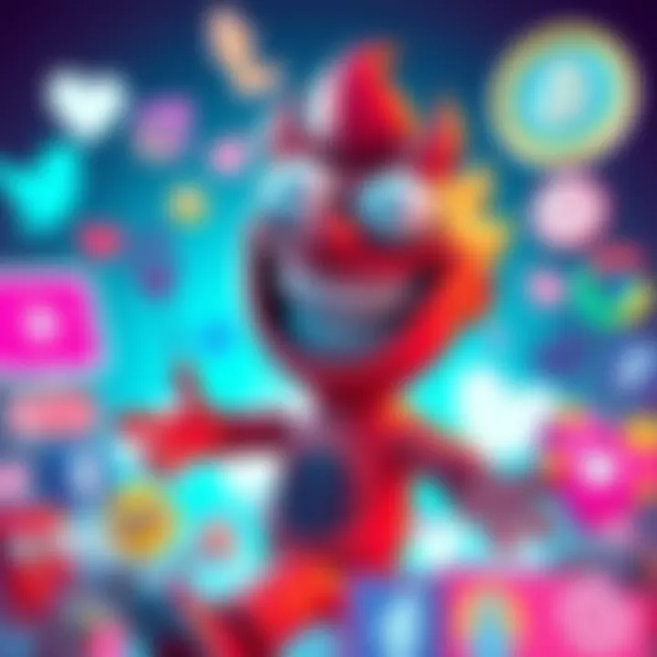 A vibrant and humorous meme character expressing joy, surrounded by popular internet symbols.