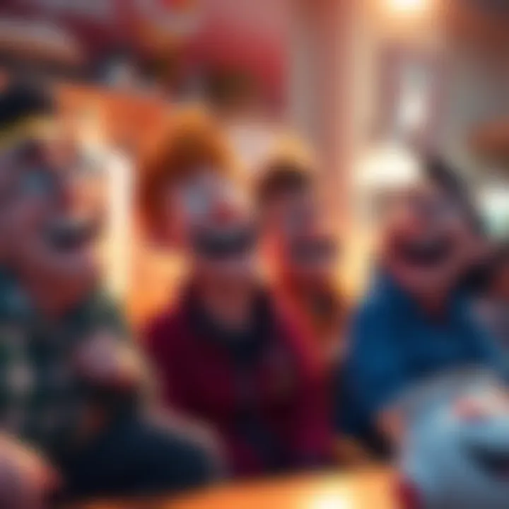 A humorous scene from a meme video featuring cartoon characters laughing and having fun, unrelated to blood.