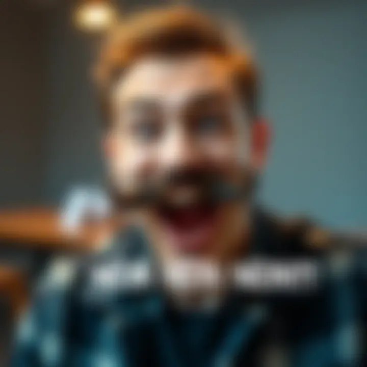 A humorous man with a big mustache excitedly saying 'NEIN NEIN NEIN' with a joyful expression.