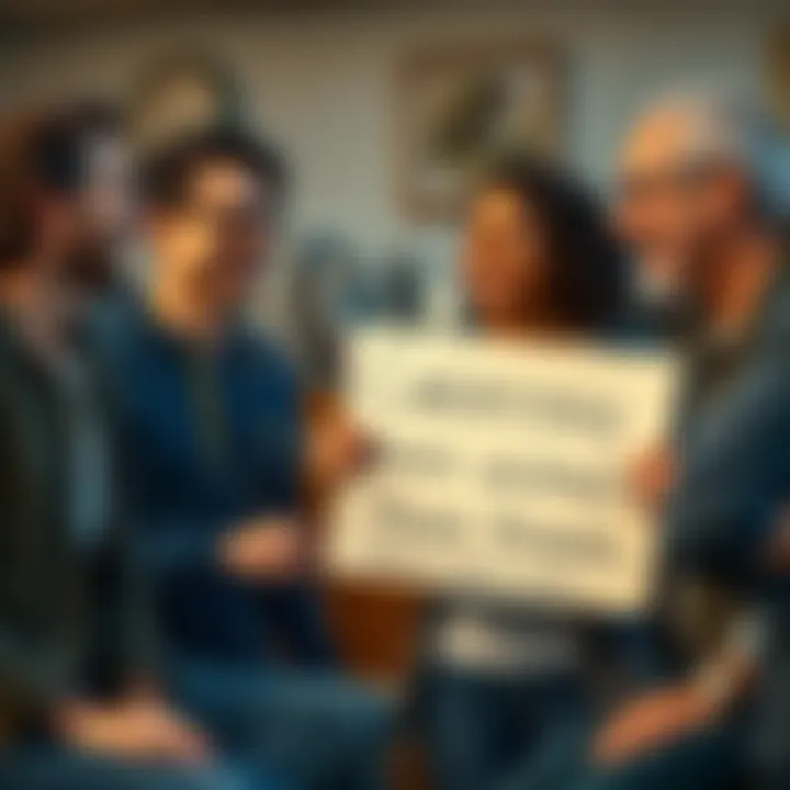 A group of friends laughing together while exchanging humorous trash talk, one friend holding a sign that says 'Carrying more animals than Noah.'