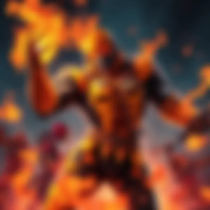 Fuse character showcasing his fire abilities in action with a focus on walls being created