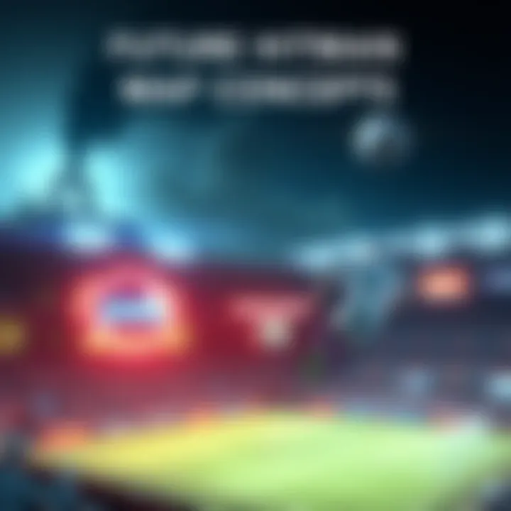 A visual representation of future Hitman game maps showcasing a manufacturing facility, a lively soccer stadium, and a futuristic space setting