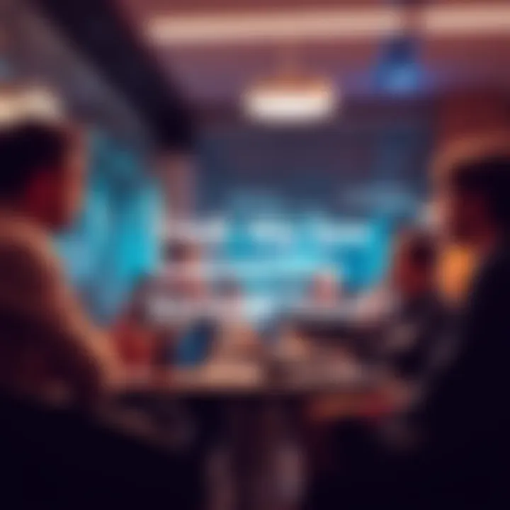 Future Innovations A group of people discussing ideas for new features and services in a casual setting