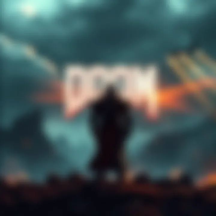 Future of Doom Franchise A dramatic scene showing an iconic Doom character standing before a mysterious landscape, symbolizing the future of the franchise after the Dark Ages.