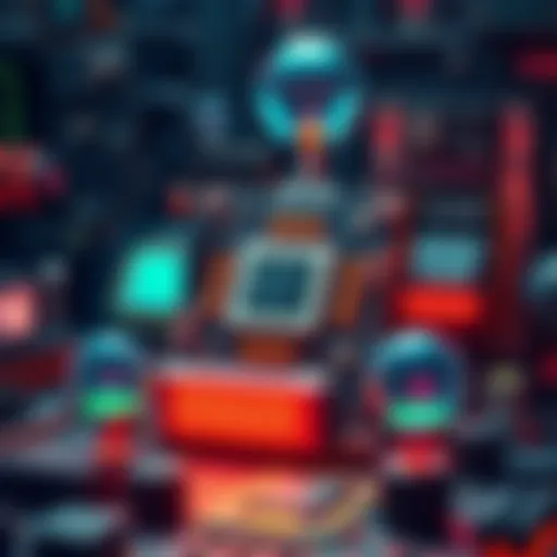 An illustration showing various computer components like CPUs, GPUs, and circuit boards with AI elements surrounding them, symbolizing the impact of AI on tech markets.