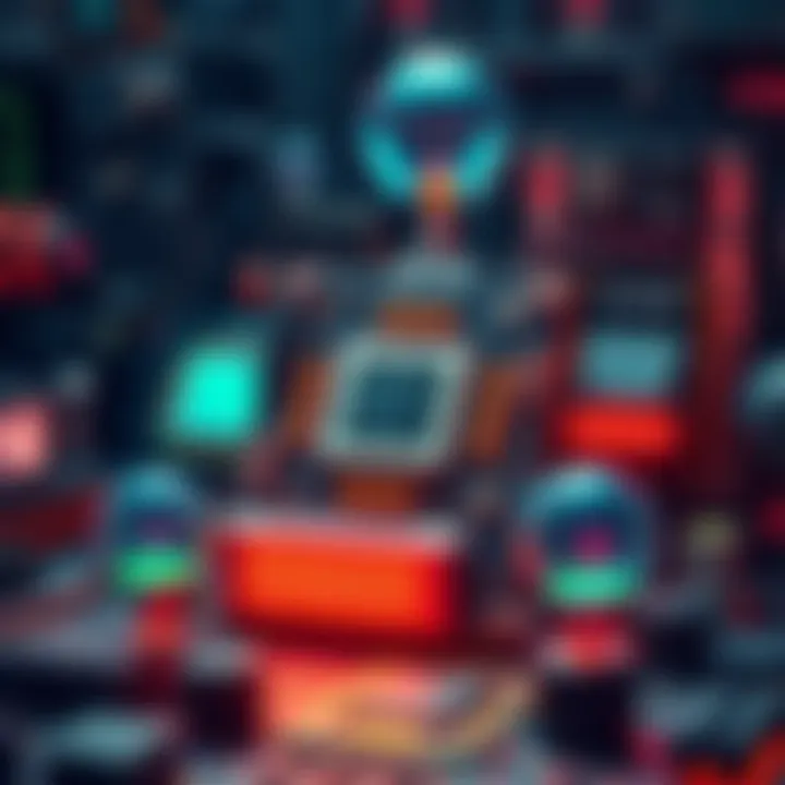 An illustration showing various computer components like CPUs, GPUs, and circuit boards with AI elements surrounding them, symbolizing the impact of AI on tech markets.