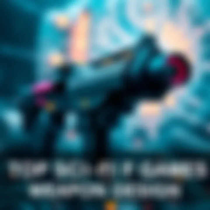 Futuristic sci-fi weapon A close-up view of a futuristic weapon inspired by alien technology, showcasing sleek design and glowing accents against a sci-fi background.