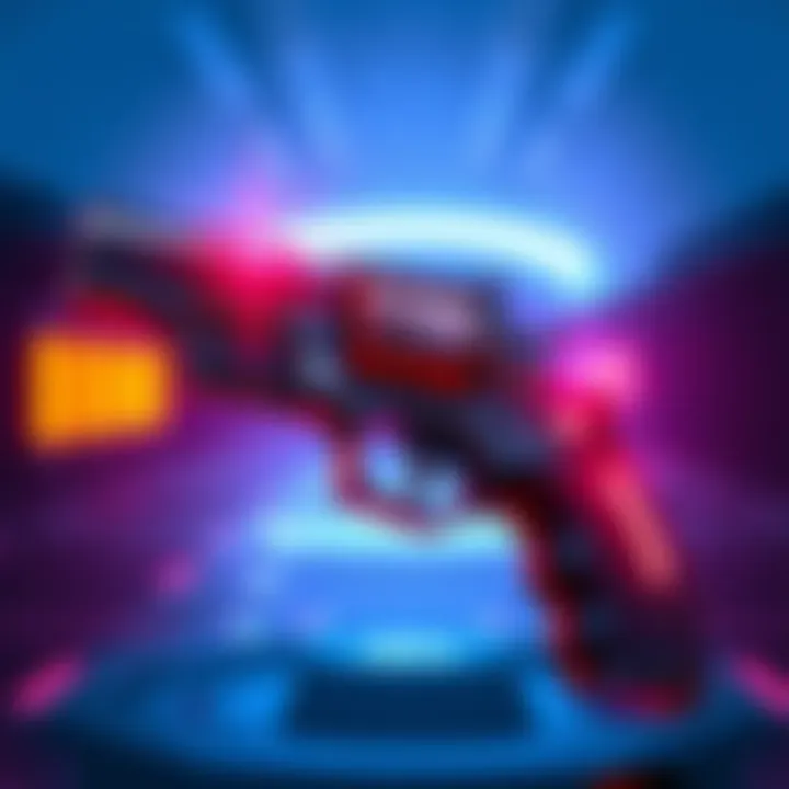 A sci-fi inspired burst fire revolver resembling a Glock, showing its sleek design and 20-round capacity.