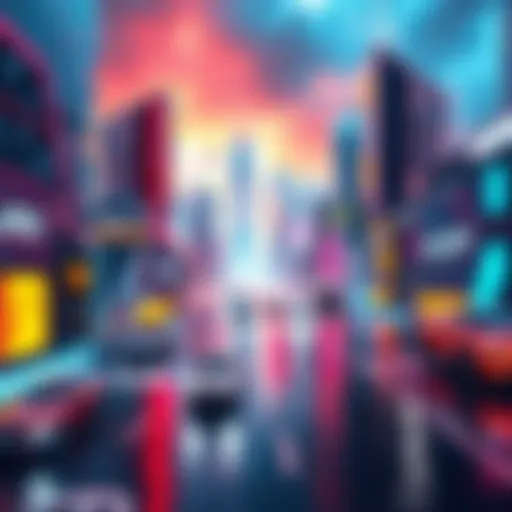 A vibrant futuristic city with advanced technology and flying cars, symbolizing bold predictions about upcoming events.