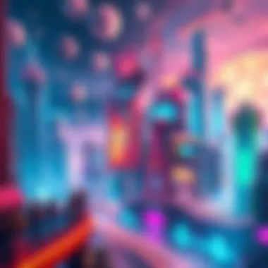 A colorful futuristic game landscape featuring vibrant cities and advanced technology, appealing to casual gamers.